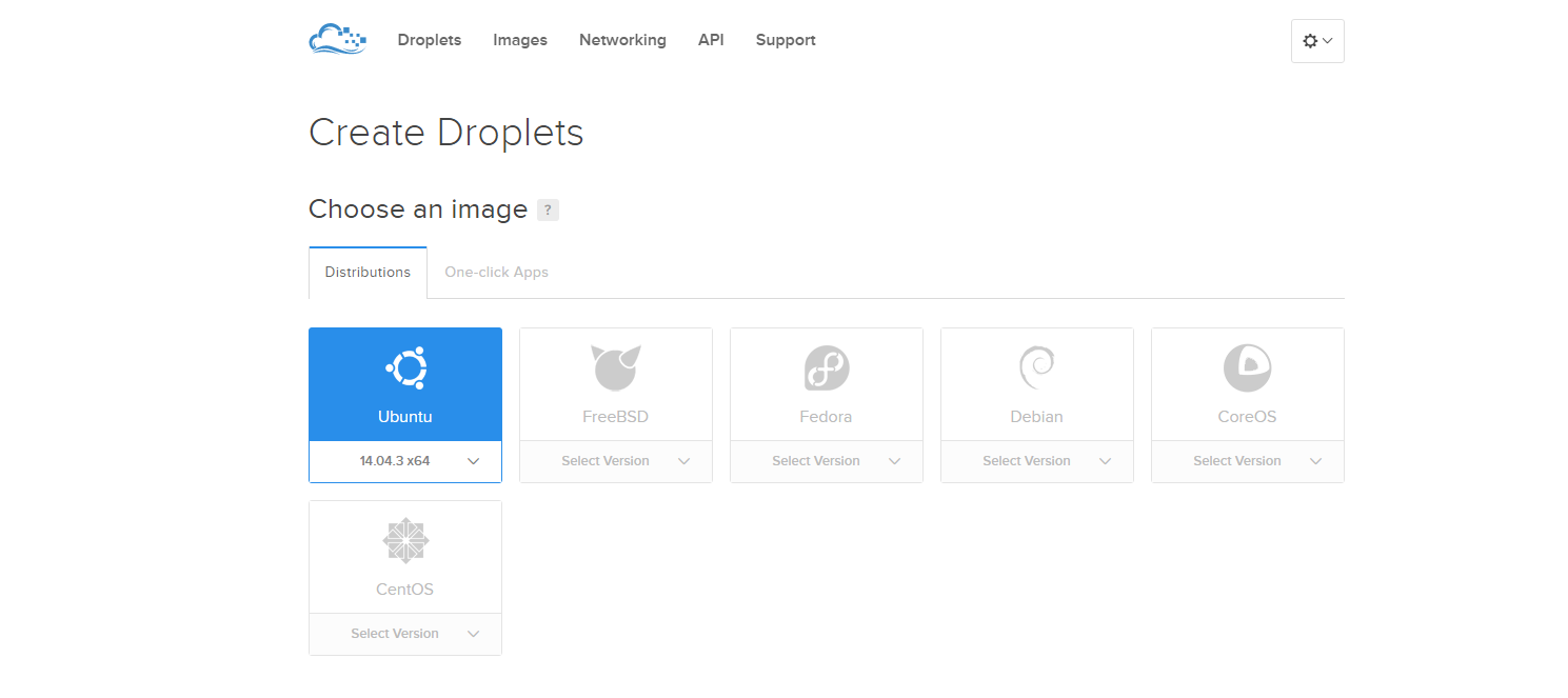 Select the OS DigitalOcean